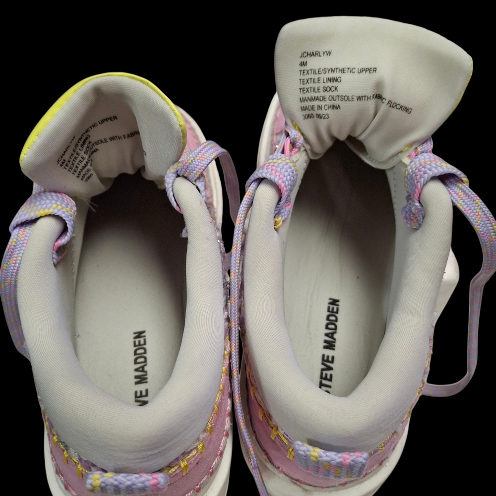 Steve Madden Charly Girl Youth Woven Multi Pastel Lace-Up Sneakers   Kids Size 4 - Picture 13 of 16